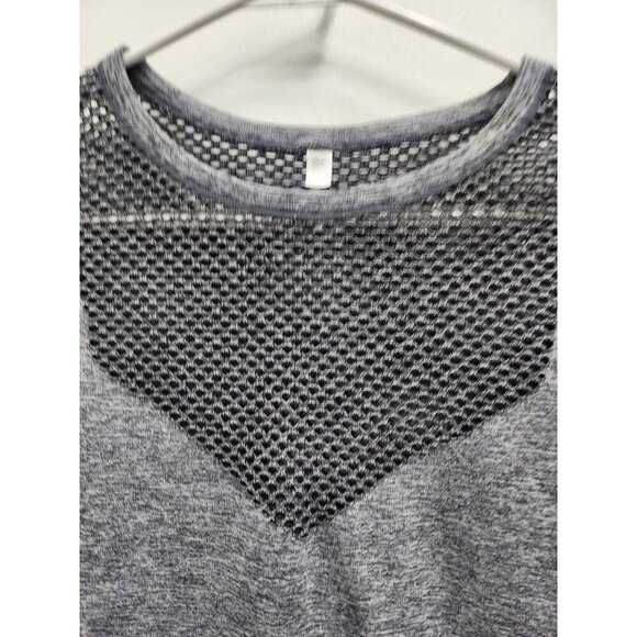 Joy Lab Womens Long Sleeve Exercise Top Small Gray Cropped Mesh Activewear - Picture 2 of 6